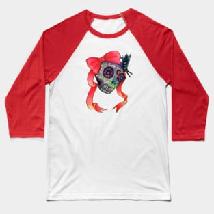 Sugar skull with pink bow Baseball T-Shirt